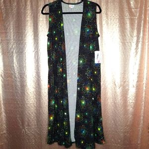 LuLaRoe BNWT S Joy Vest - charcoal fireworks! 🎆